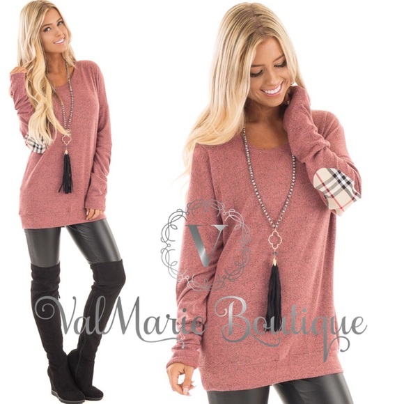 SOFTEST deep rose plaid elbow patch - Picture 3 of 3