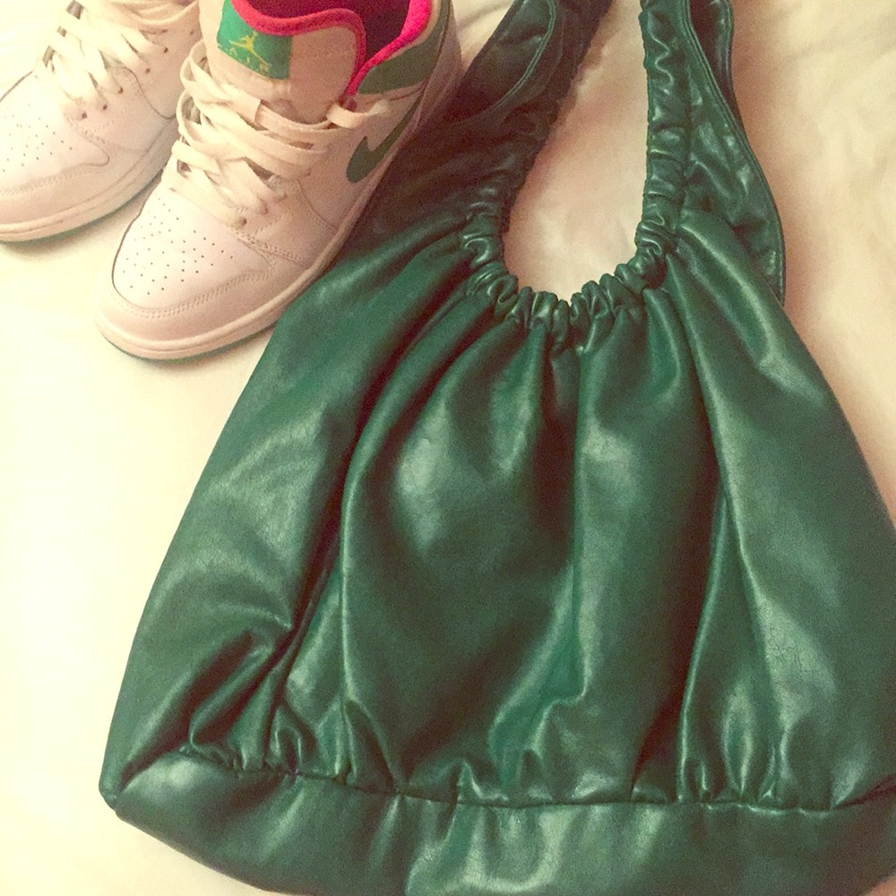 Green purse leather scrunchie to cute