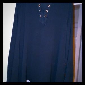 Beautiful Emma blouse with gold loopholes and ties