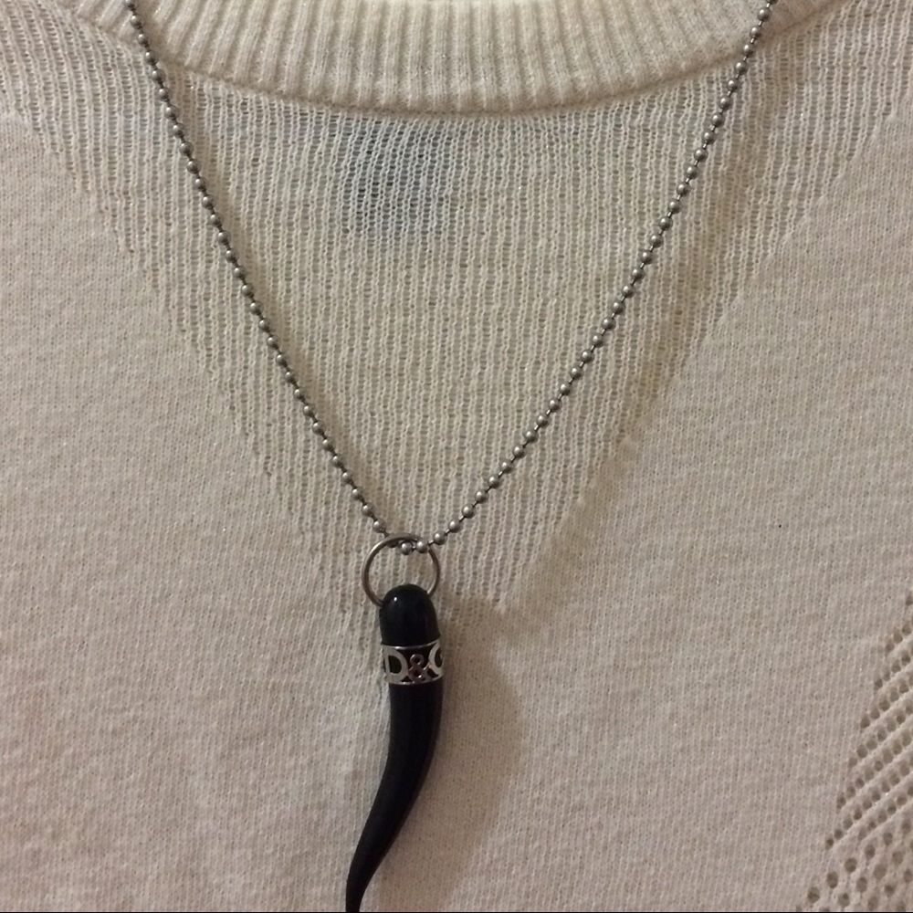 Dolce & Gabbana logo black horn unisex pendant