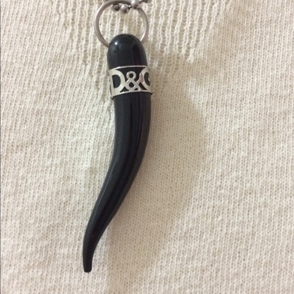 Dolce & Gabbana logo black horn unisex pendant