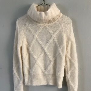 Bebe Fuzzy Snow White Turtleneck Sweater, Size XS