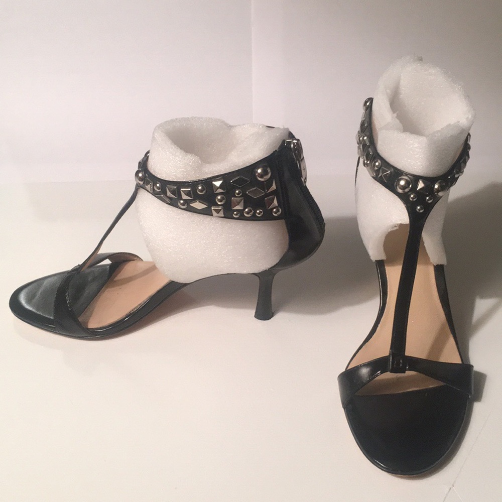 Joan & David silver studded heels. Like new!