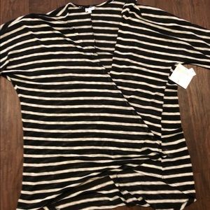 Lularoe Lindsay Kimono - Black and White Stripe