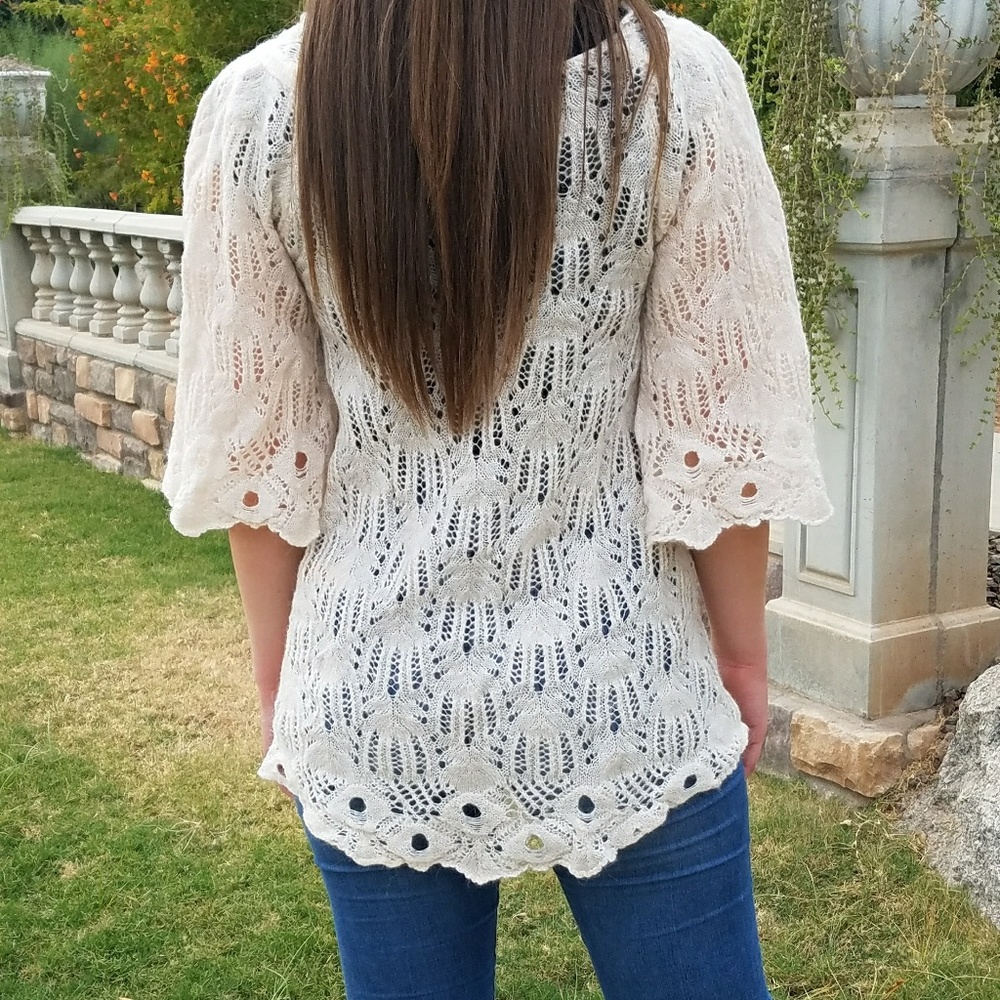 Free People Crochet Tunic Sweater