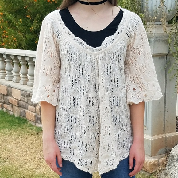 Free People Crochet Tunic Sweater - Picture 3 of 4