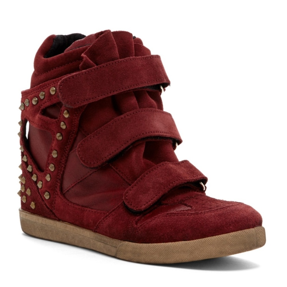 Red Wedge Studded Sneakers