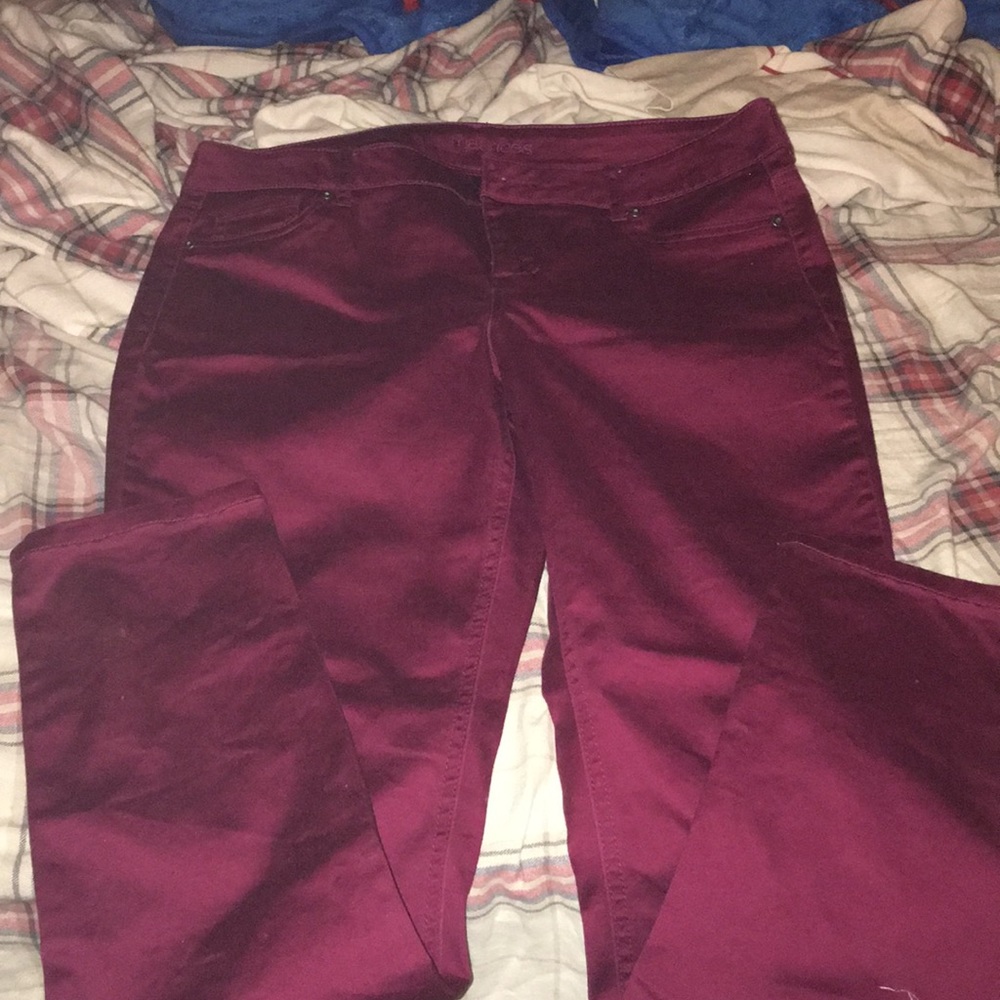 Dark red Maurice's skinny jeans