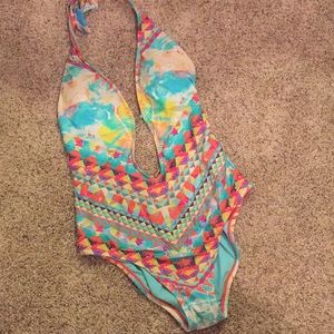 Tribal print one piece swim suit