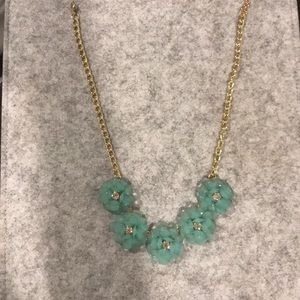 Aqua statement necklace flowers