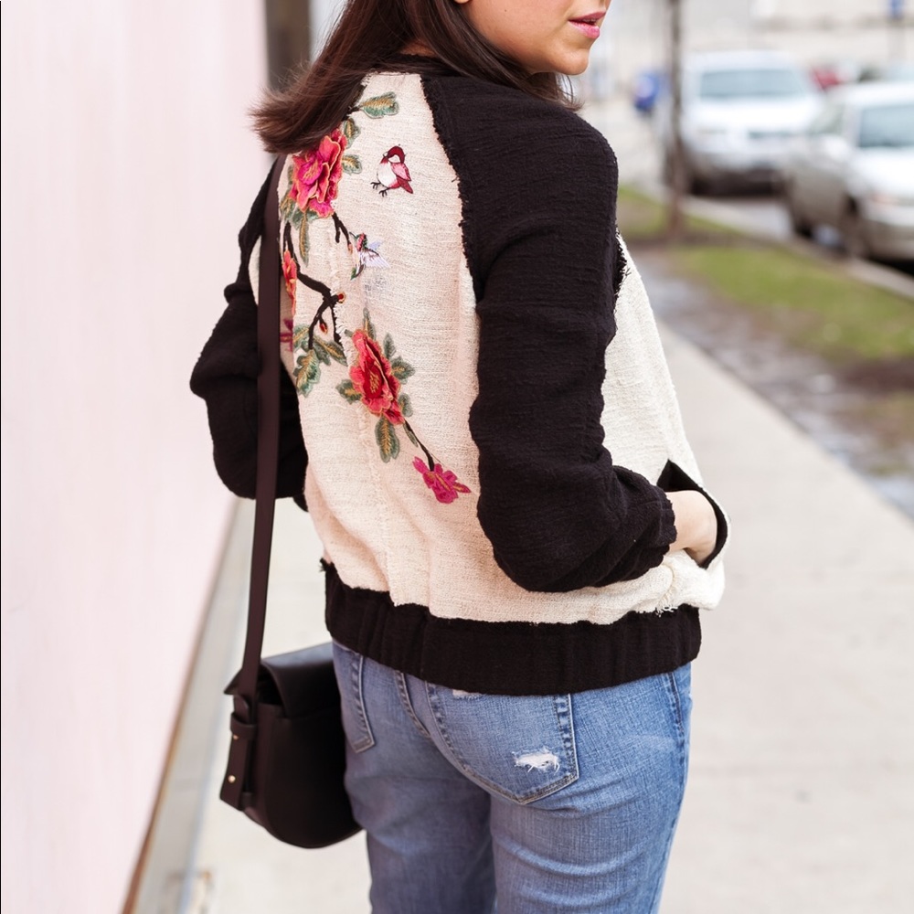 Zara embroidered and embellished bomber jacket S