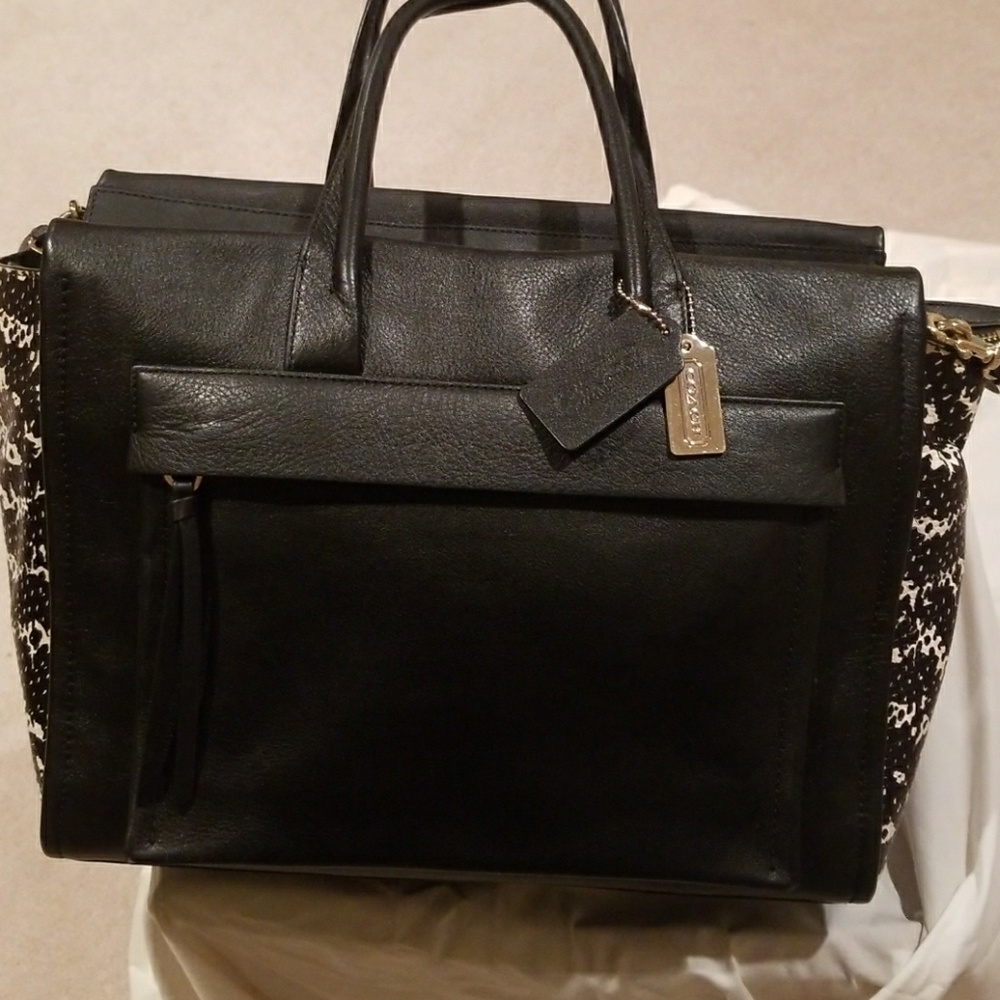 Coach leather and lizard satchel