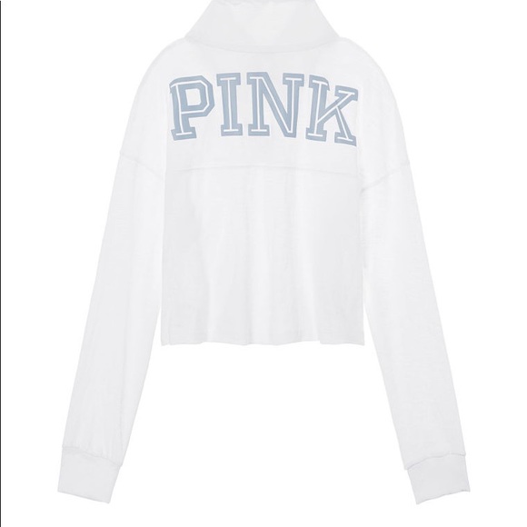 PINK  Cropped Varsity Quarter Snap Long Sleeve Top - Picture 3 of 5