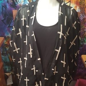 LAST CHANCE Sheer Cross short sleeve cardigan