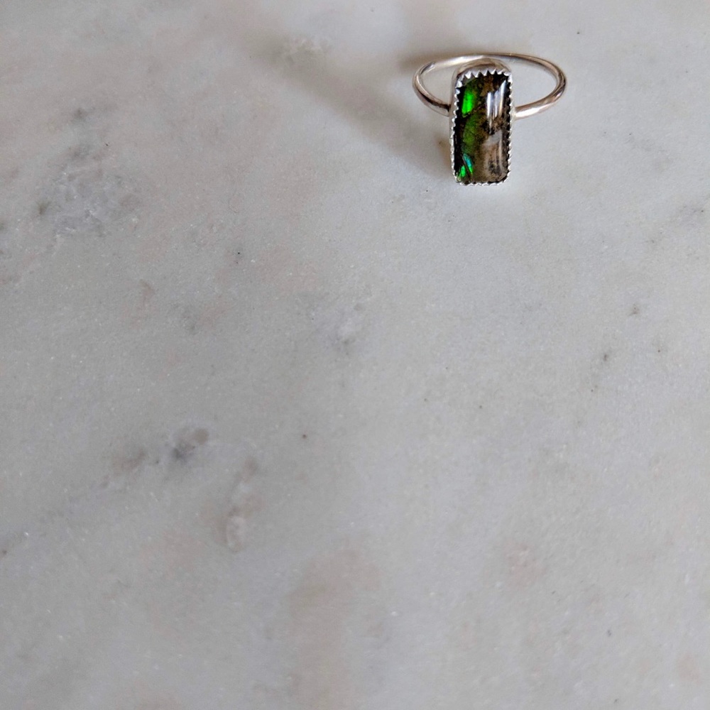 Handmade Delbamé Jewelry Ammolite Silver Ring - Picture 2 of 2