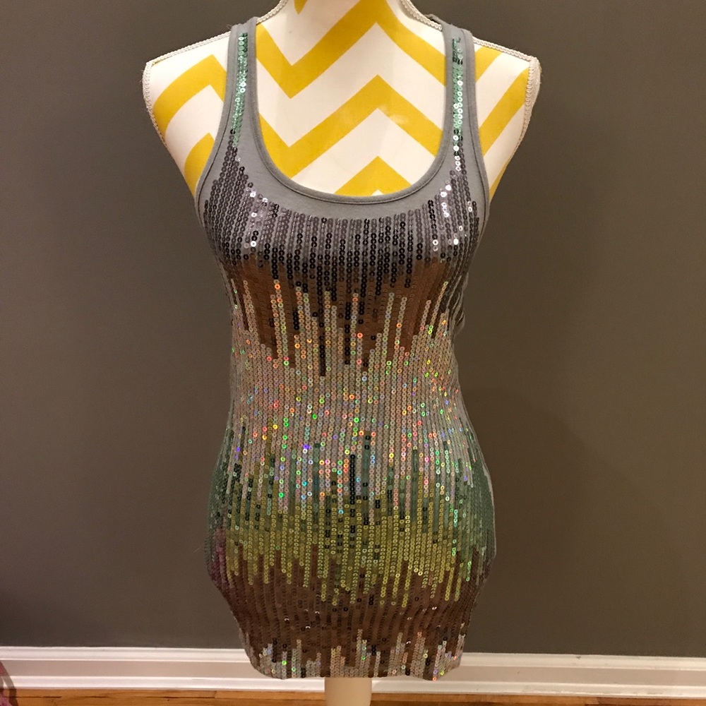 Grey and Purple Sequin Tank top