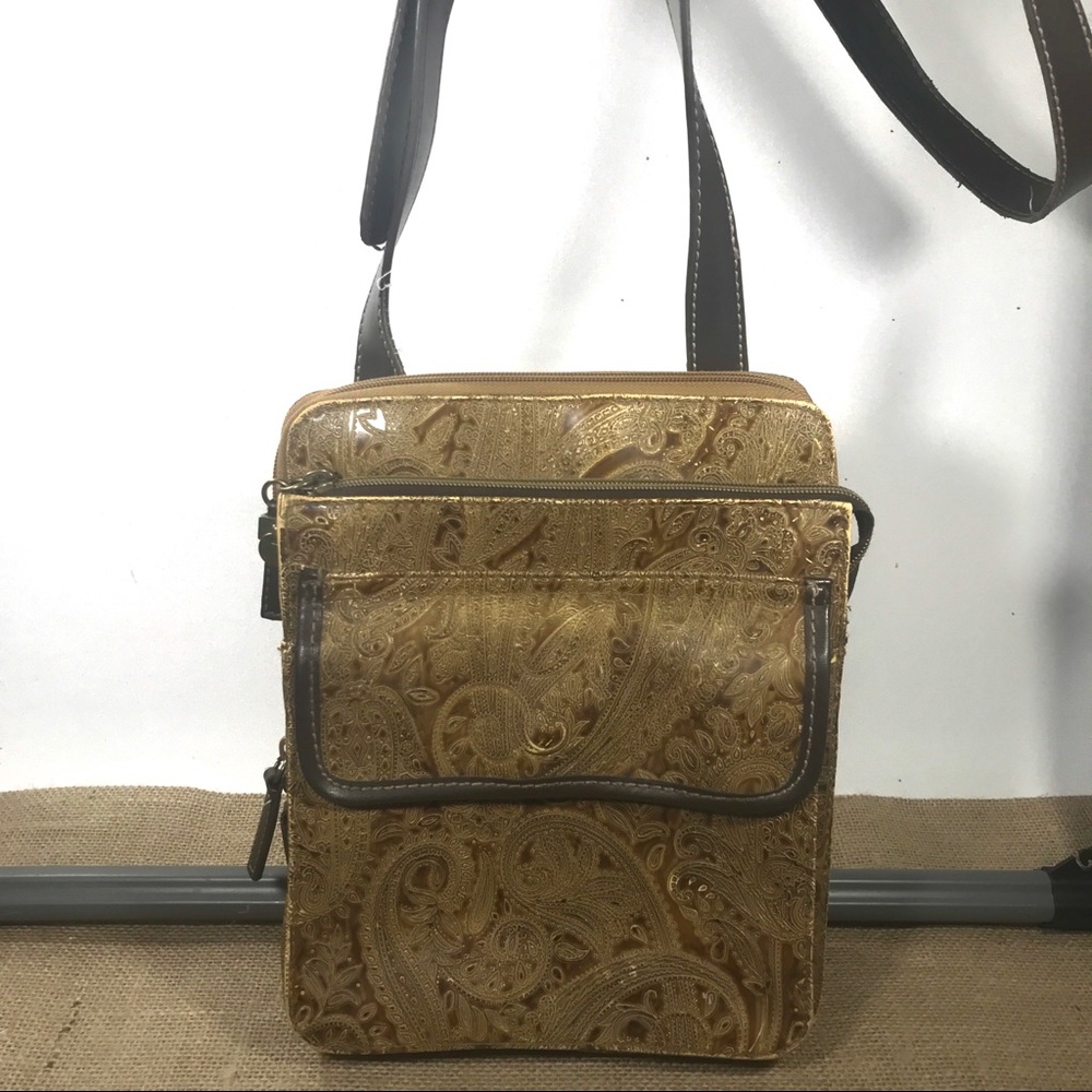 Relic Embossed Leather Paisley Crossbody Bag