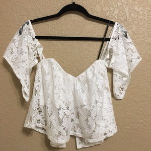 Over-the-Shoulder Lace Crop Top