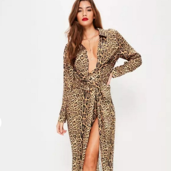 Missguided Dresses & Skirts - nude leopard print wrap front maxi dress Missguided Dresses & Skirts - nude leopard print wrap front maxi dress