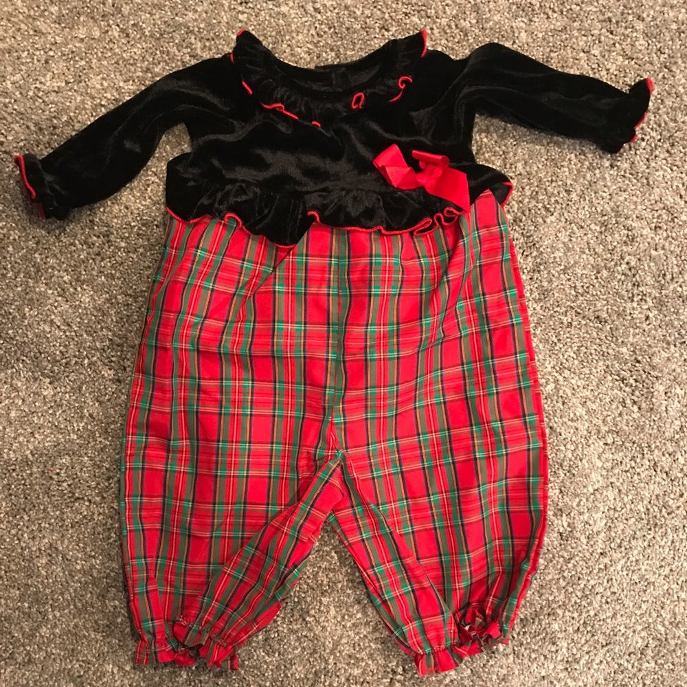Velvet christmas baby outfit