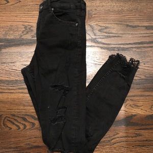 Distressed Black High Waisted Jeans
