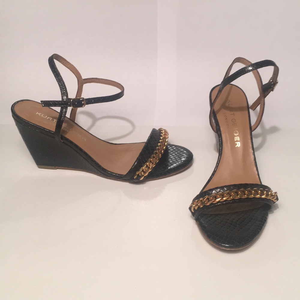Kurt Geiger London black wedge sandals.