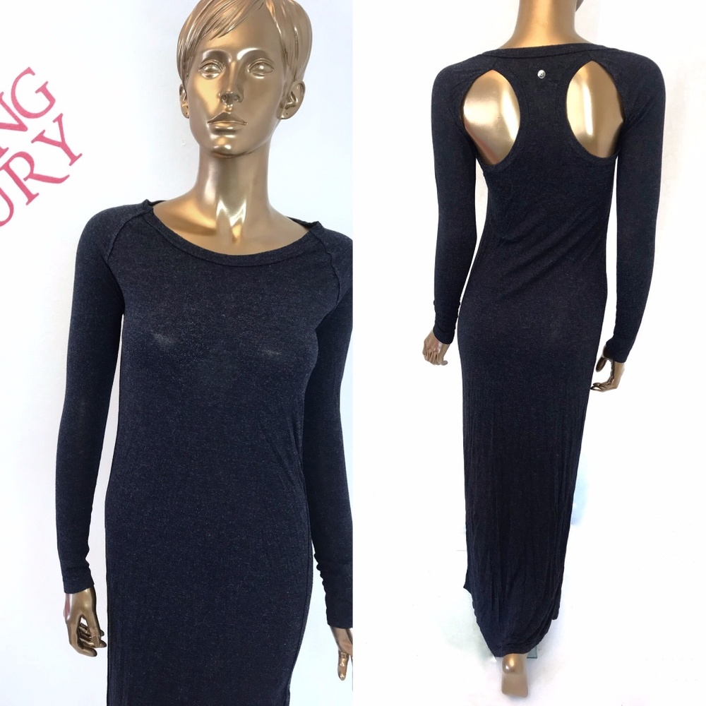 Diesel Blue High Slit cut out L/S Maxi Dress sz S