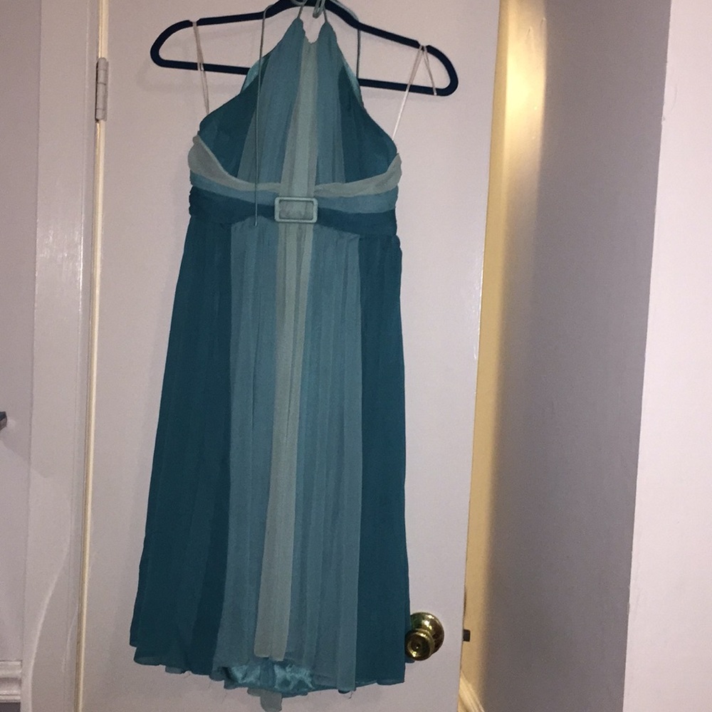Teal Halter silk dress
