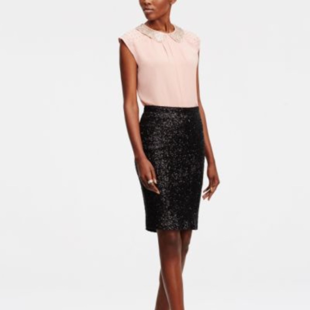 H&m Sequin Sz XS Black Pencil Skirt