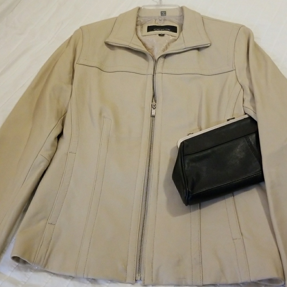 Jones New York Cream Leather Jacket