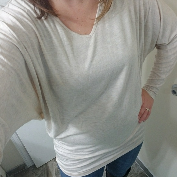 Oatmeal Dolman Sleeve Tunic Top Large - Picture 4 of 6