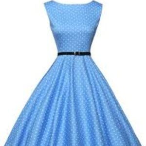 BoatNeck Sleeveless Vintage Tea Pinup Dress w Belt