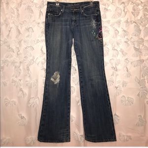 American Republic Distressed Embroidered Jeans