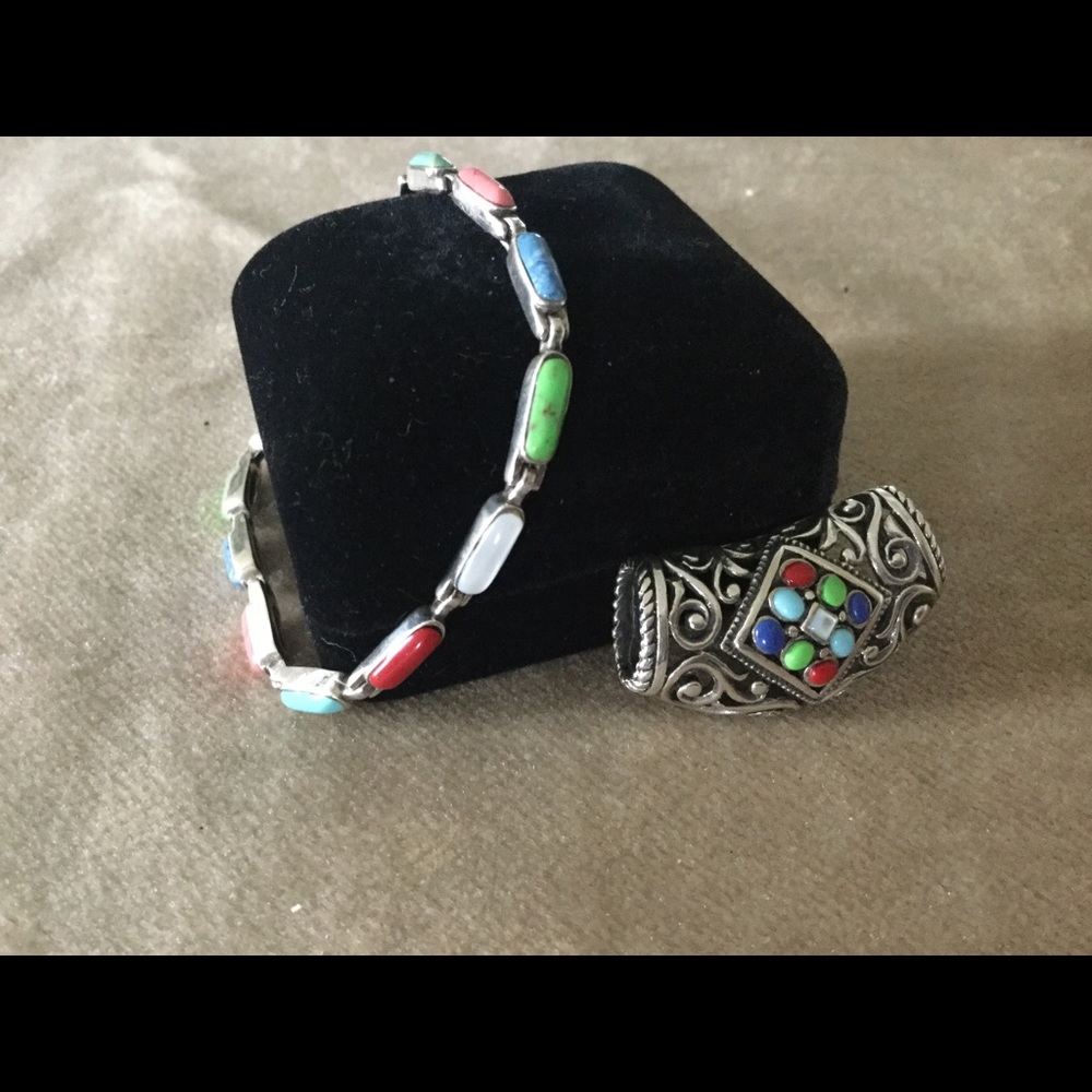 Silver southwest necklace slide & bracelet