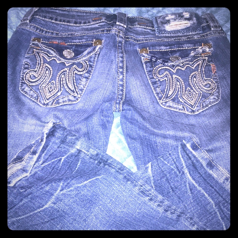 MEK boot cut jeans- distressed style