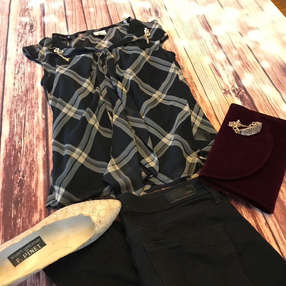 Sheer blouse with attached cami