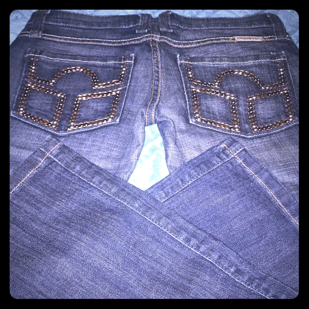 Frankie B dark wash slightly flare jeans