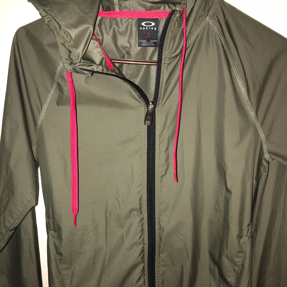 Olive green windbreaker