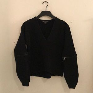 Armani Exchange black elbow zip sweater