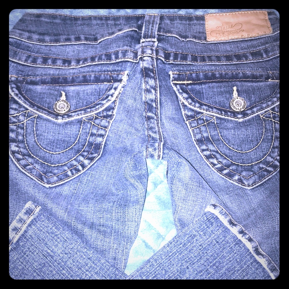 True Religion light wash jeans low cut