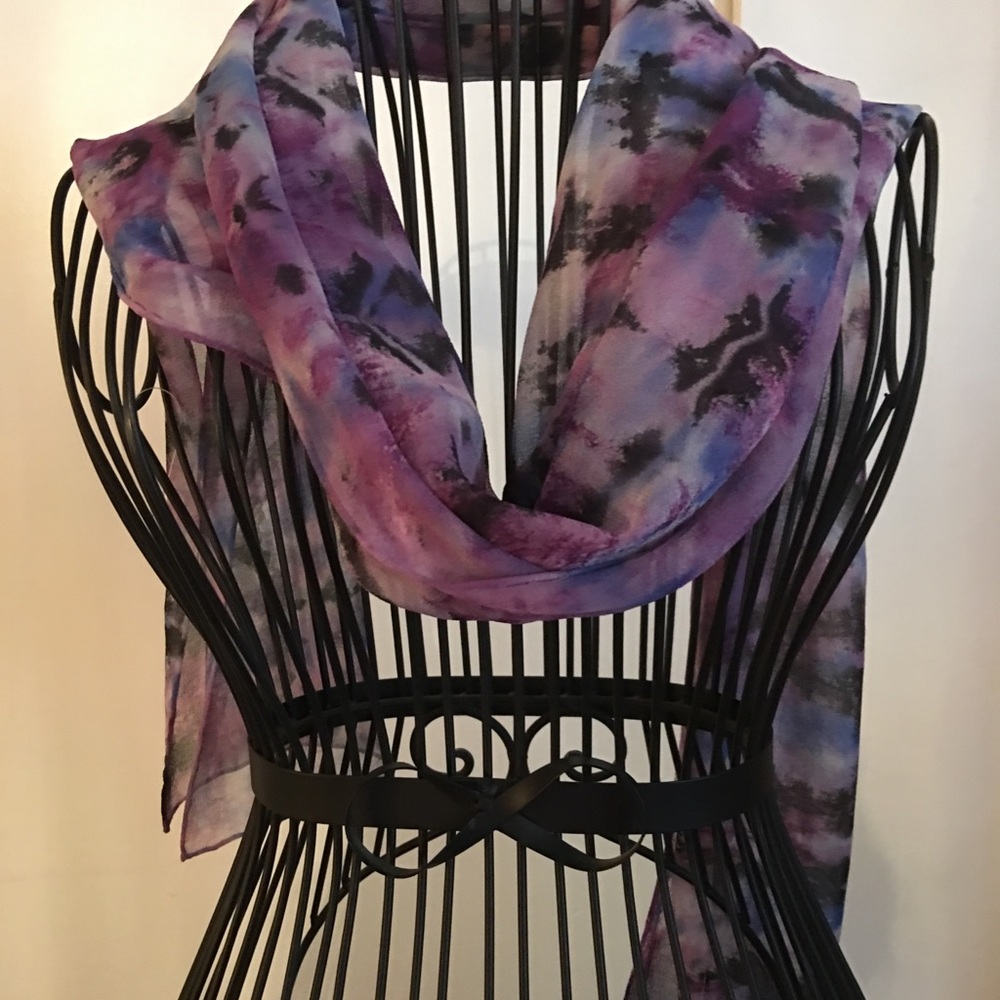 100% Silk Scarf gauze purple colors New💕