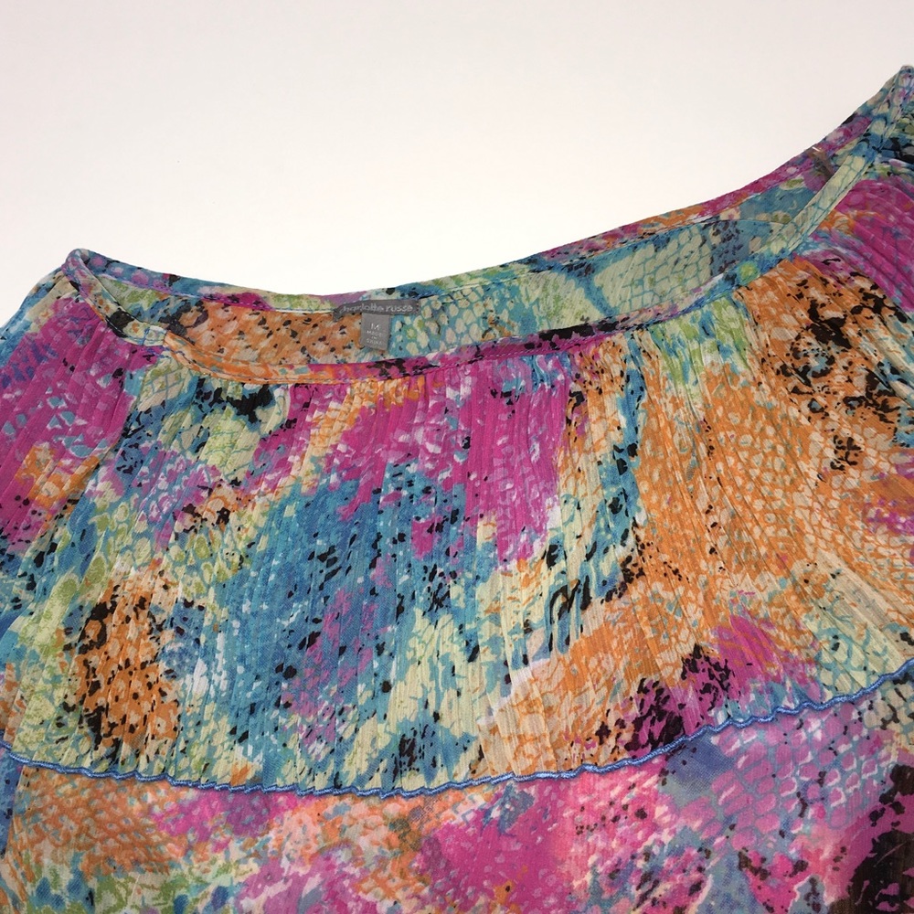 Colorful One Shoulder Ruffle Top - Picture 5 of 6