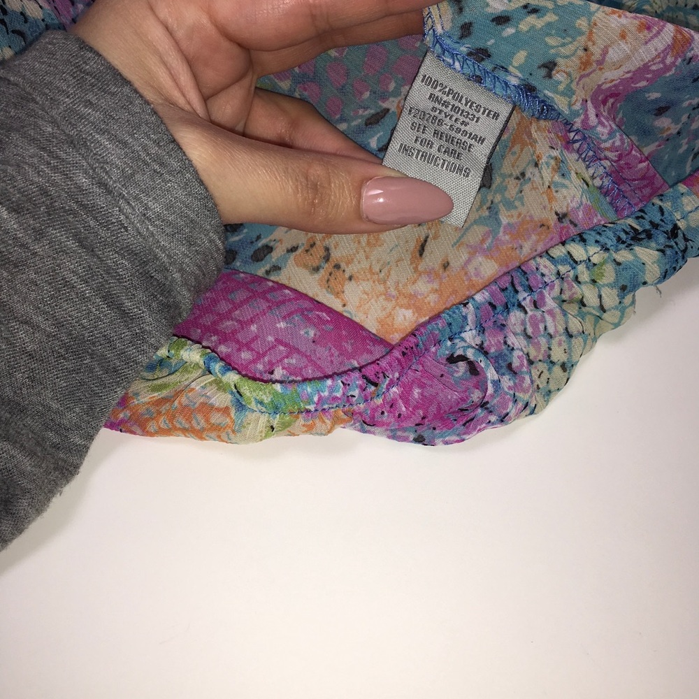 Colorful One Shoulder Ruffle Top - Picture 6 of 6