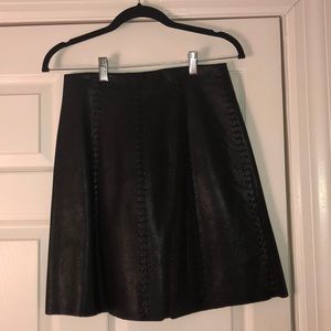Club Monaco Leather Skirt with stitch detail