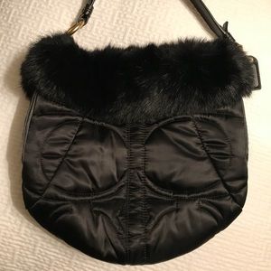 Coach Bag with Rabbit Fur Trim