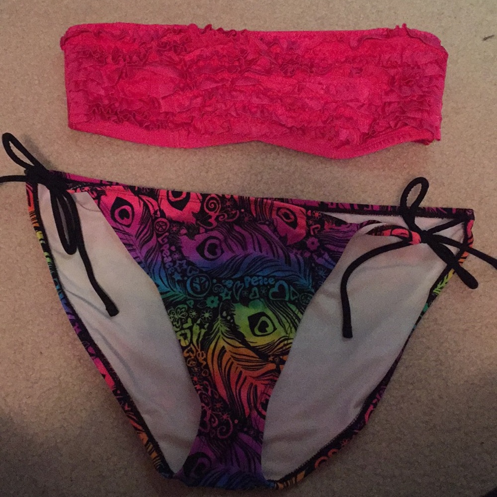 Pink ruffle bikini