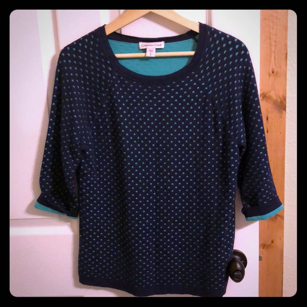 Navy blue and teal dot sweater