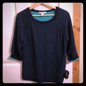 Navy blue and teal dot sweater