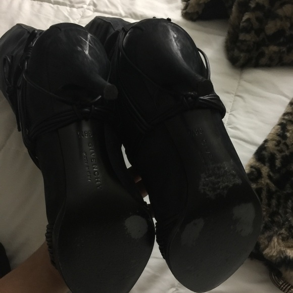 GIVENCHY• Black Nubuck Leather Knee High Boots - Picture 6 of 8