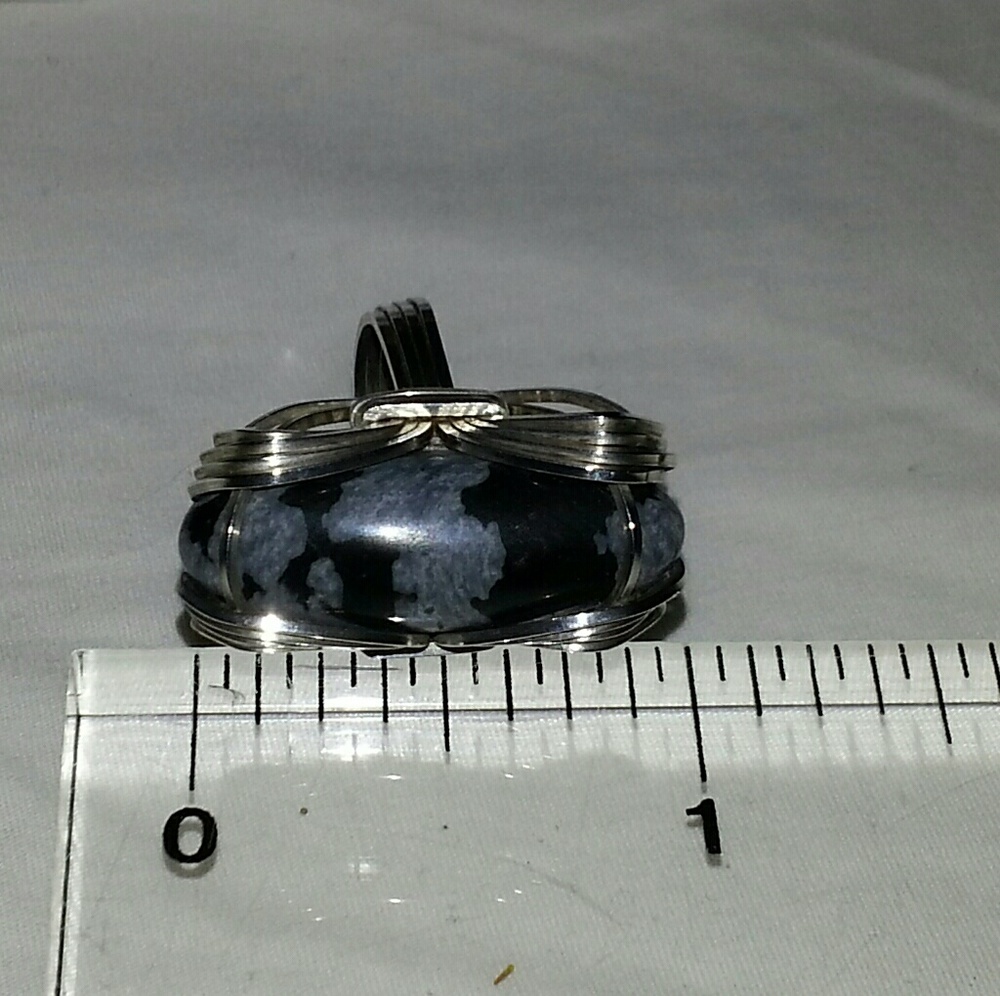 Snowflake Obsidian Silver Ring - image 6